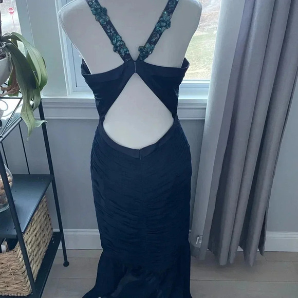 FAVIANA Couture Shirred Chiffon Mermaid Style Gown with Intricate Beading - Picture 7 of 11